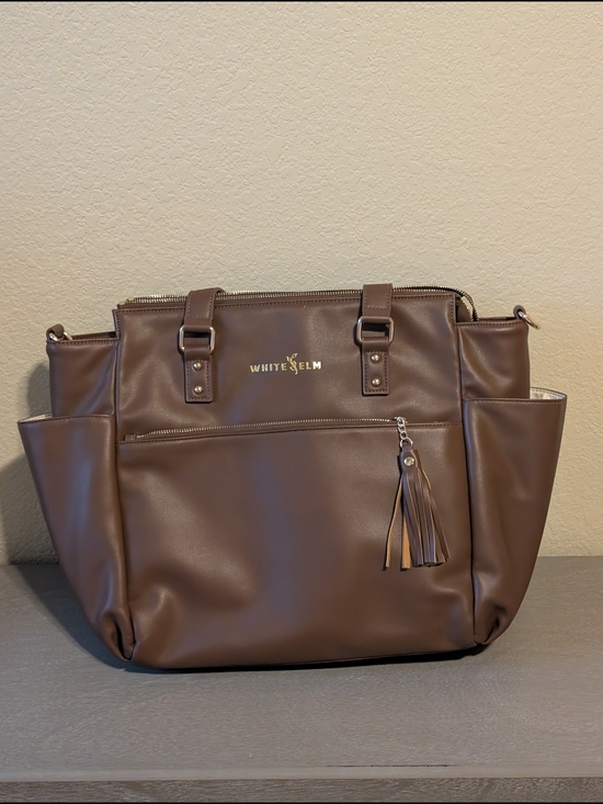 White Elm Handbags - Brown Faux Leather Tote Bag